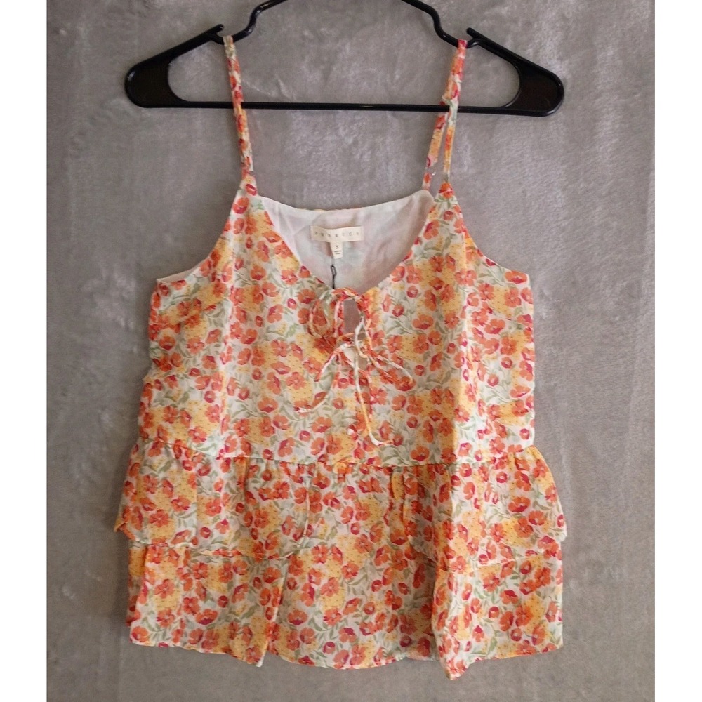 Promesa Floral Baby Doll Tank Top Adjustable Straps Sz Small